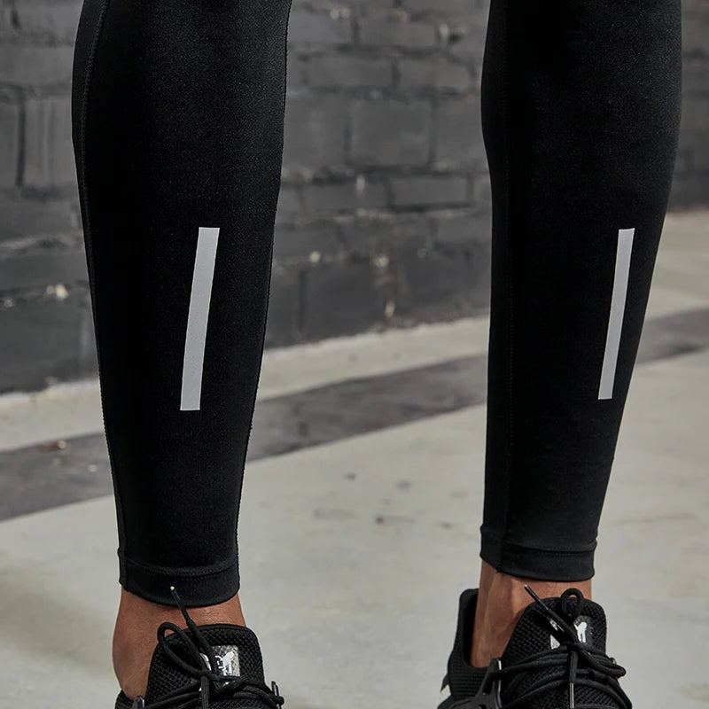 Men's Compression Running Tights with Reflective Stripes