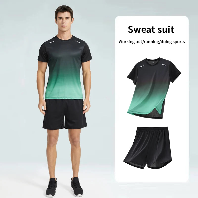 Men’s Gradually Color Fast-Drying Short-Sleeved Sports Suit