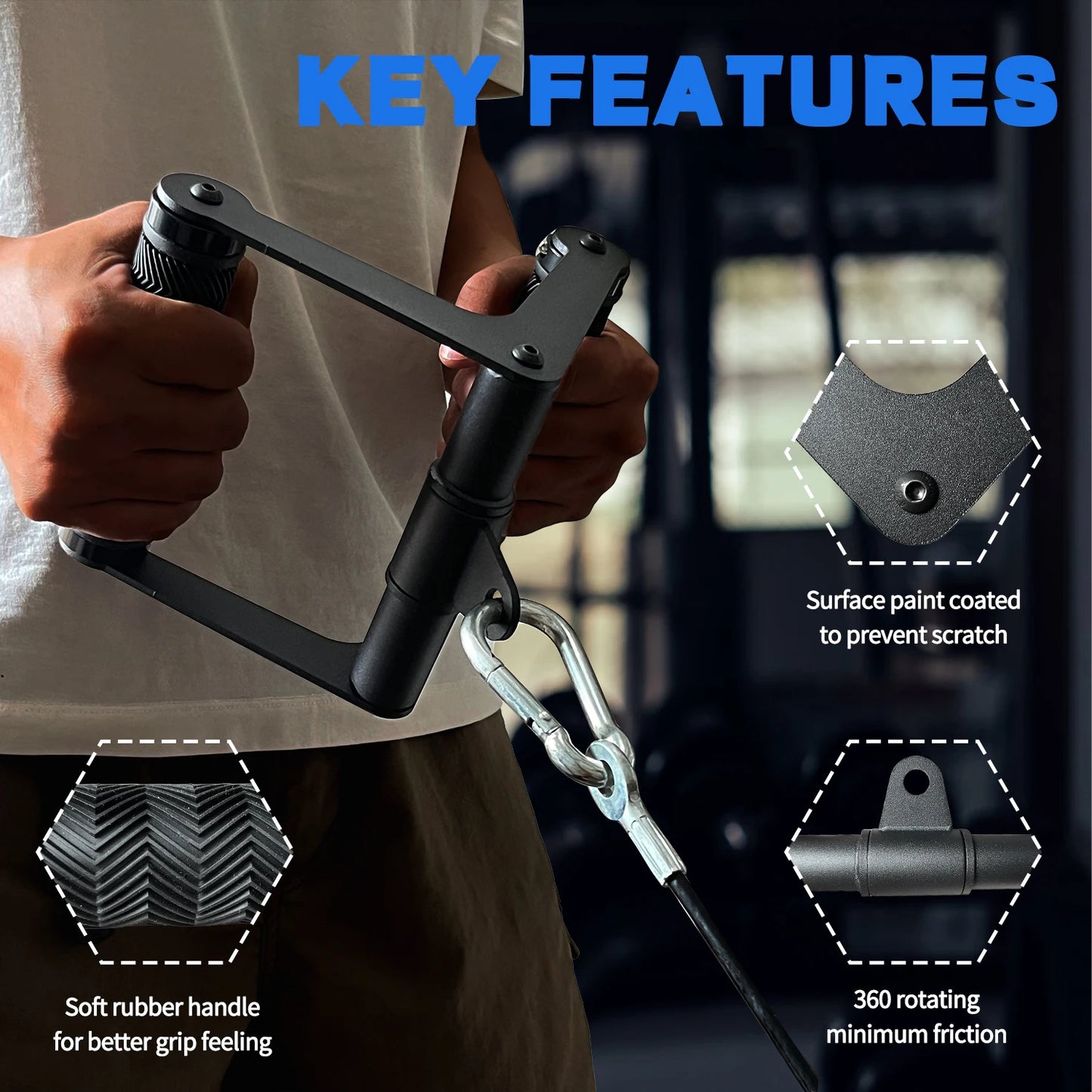Double D Handle 360° Rotating Cable Attachment