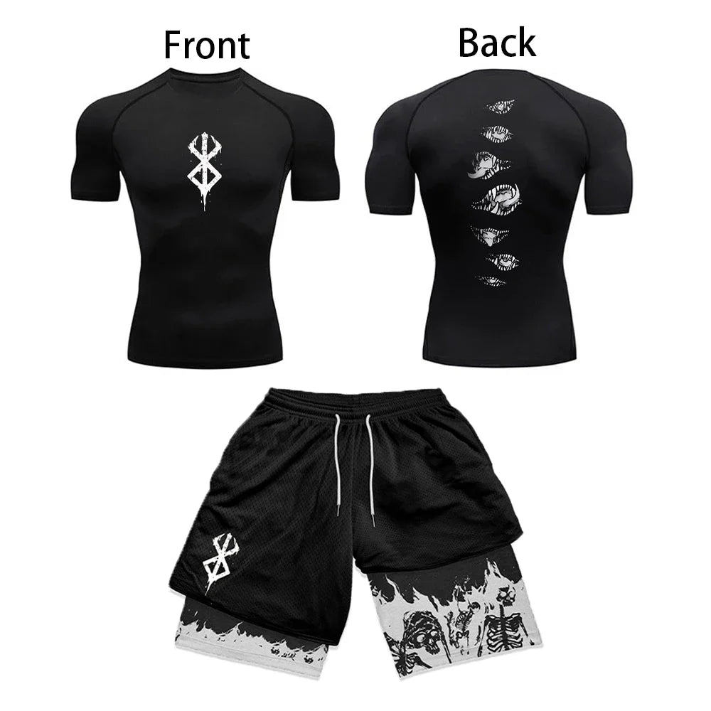 Anime 3D Printed Men's Compression Set