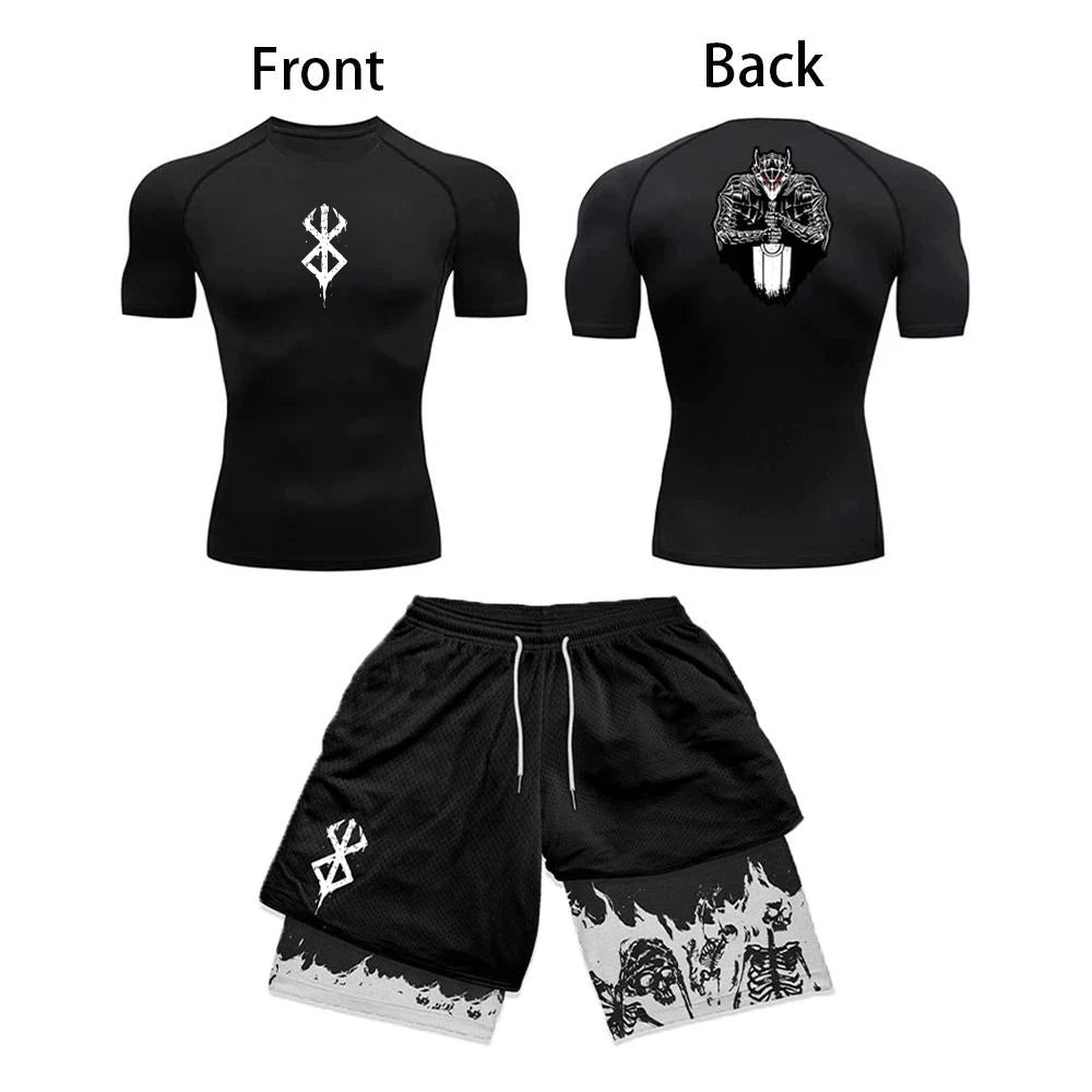 Anime 3D Printed Men's Compression Set