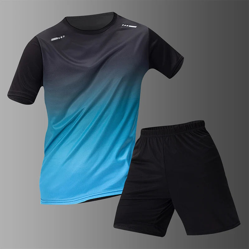 Men’s Gradually Color Fast-Drying Short-Sleeved Sports Suit