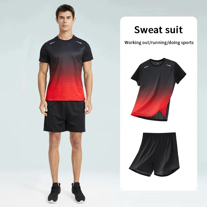 Men’s Gradually Color Fast-Drying Short-Sleeved Sports Suit