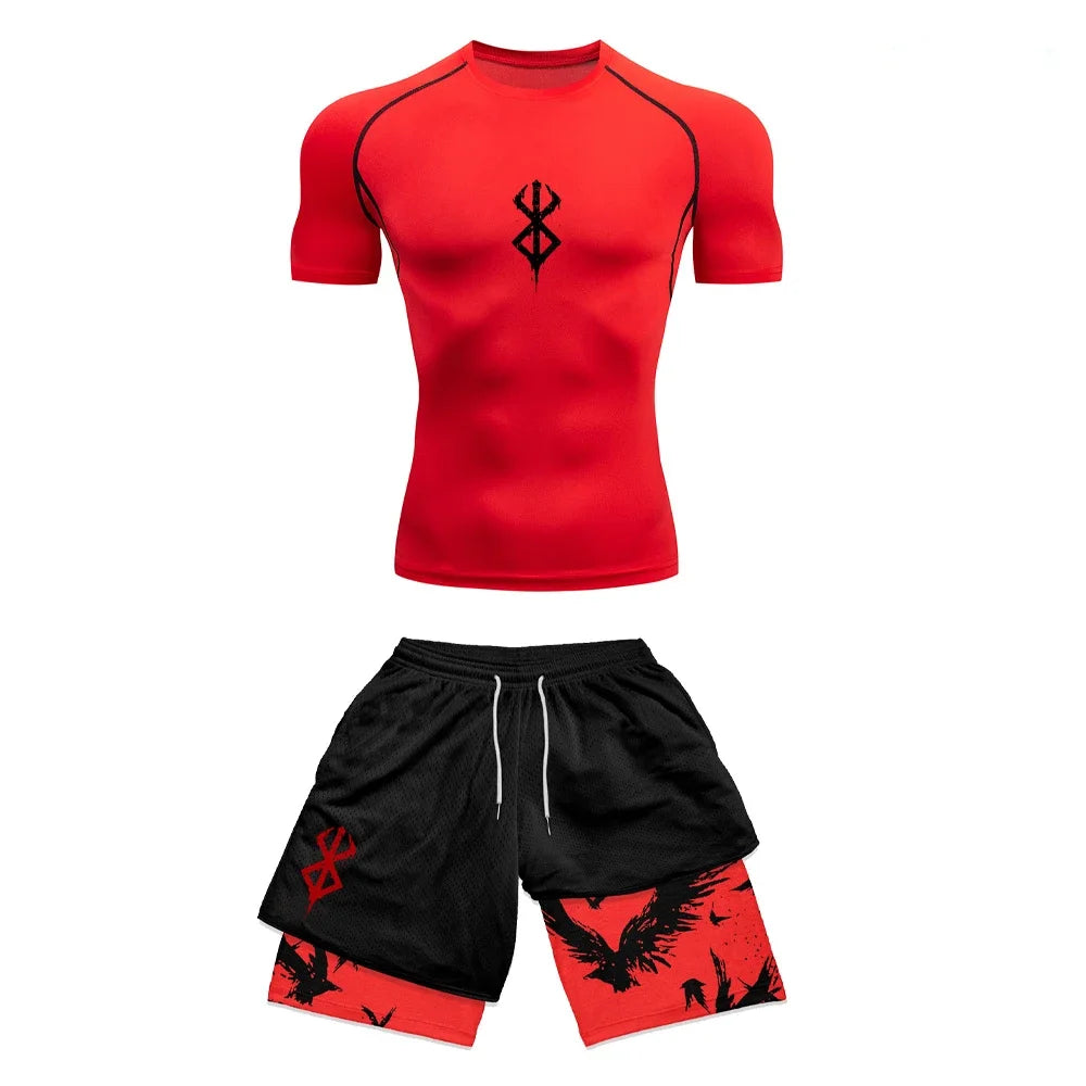 Anime 3D Printed Men's Compression Set