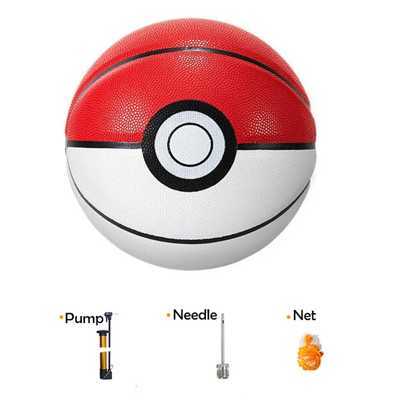 High Quality White & Red PU Leather Basketball