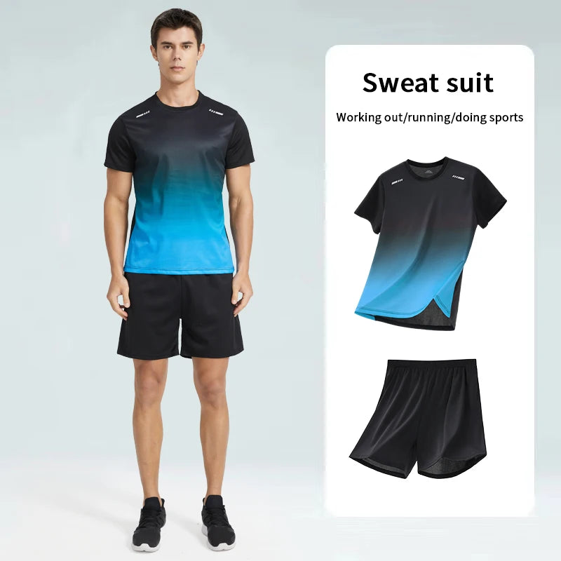 Men’s Gradually Color Fast-Drying Short-Sleeved Sports Suit