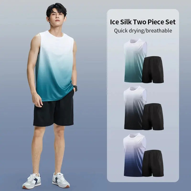Men's Ice Silk Fitness Sportswear Set