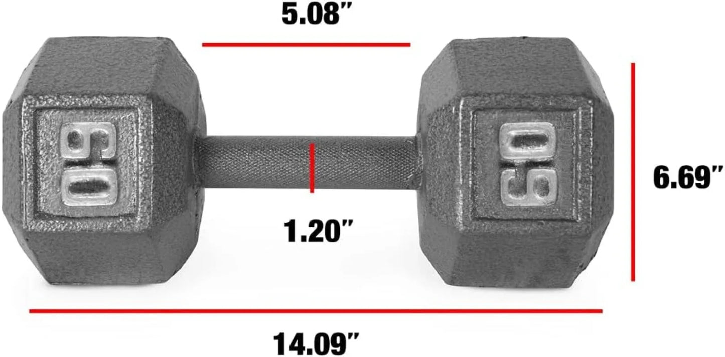 Cast Iron Solid Hexagon Gray/Black Dumbbells