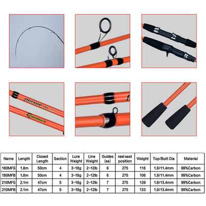 Spinning & Casting Mini Rock Fishing Rod
