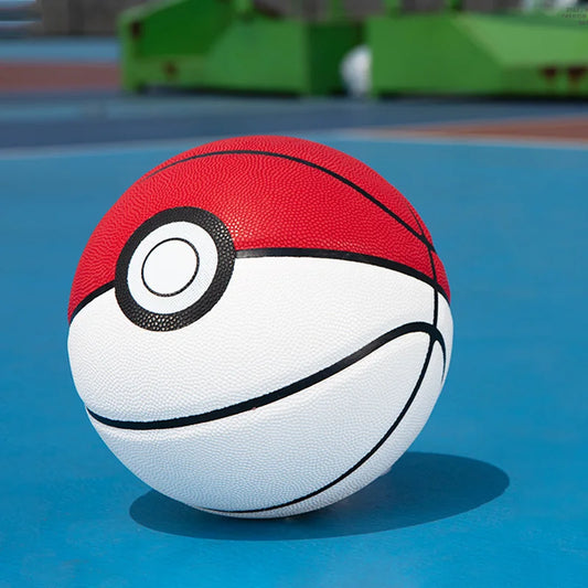 High Quality White & Red PU Leather Basketball