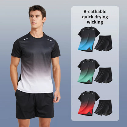 Men’s Gradually Color Fast-Drying Short-Sleeved Sports Suit
