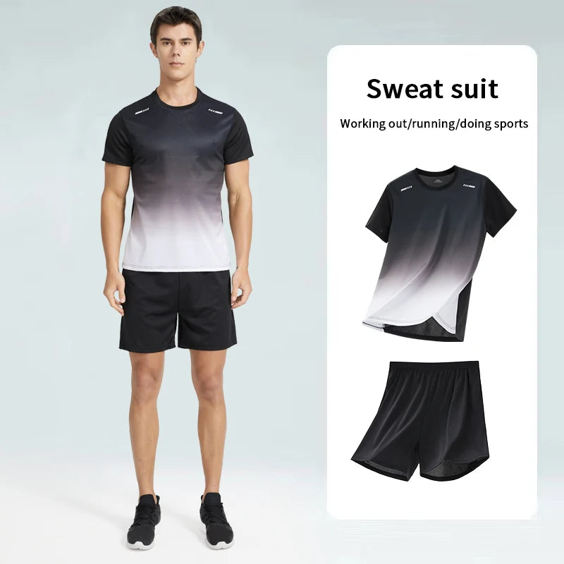 Men’s Gradually Color Fast-Drying Short-Sleeved Sports Suit