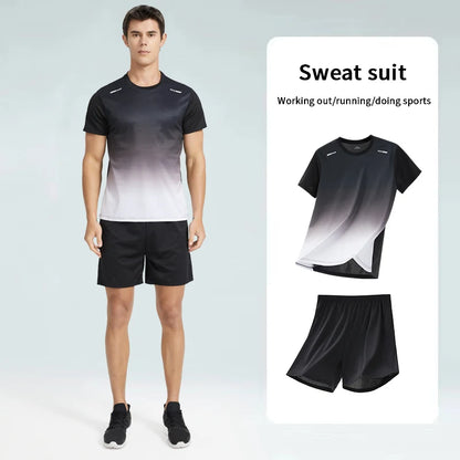 Men’s Gradually Color Fast-Drying Short-Sleeved Sports Suit