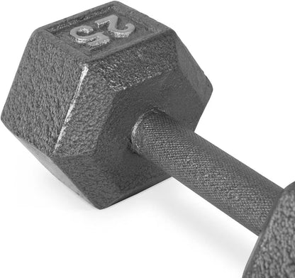 Cast Iron Solid Hexagon Gray/Black Dumbbells